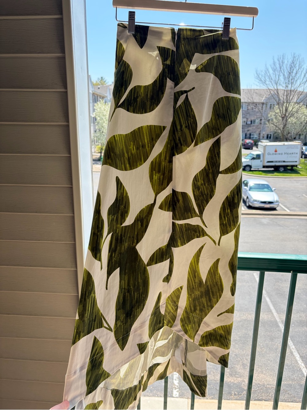 🆕🌿 Antonio Melani Tropical Leaf Print High-Low Midi Skirt Green White Size 0 - Picture 14 of 17